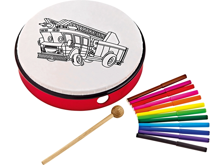 Nino Percussion NINO5FT Håndtromme 10" ABS med brannbil motiv, Rød 