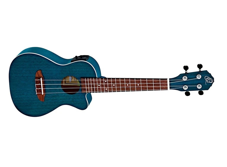 Ortega RUOCEAN-CE Concert ukulele med mik. Earth, See Thru Blue 
