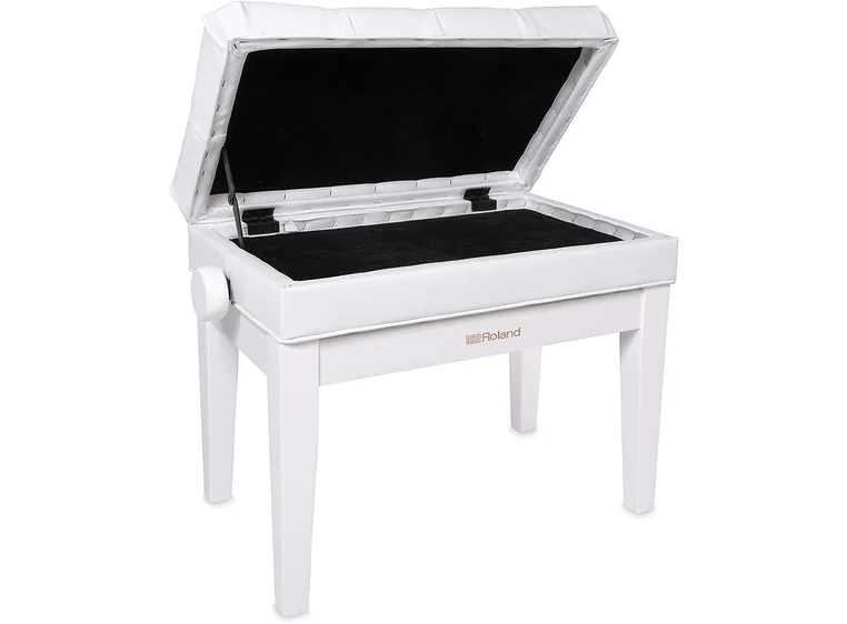 Roland RPB-500PW Piano Bench, Polished White, Vinyl Seat, Music Compartment 