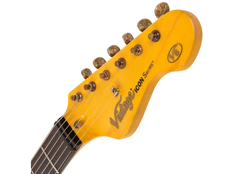 Vintage V6H Icon HSS el-gitar Ultra-gloss distressed laguna blue 