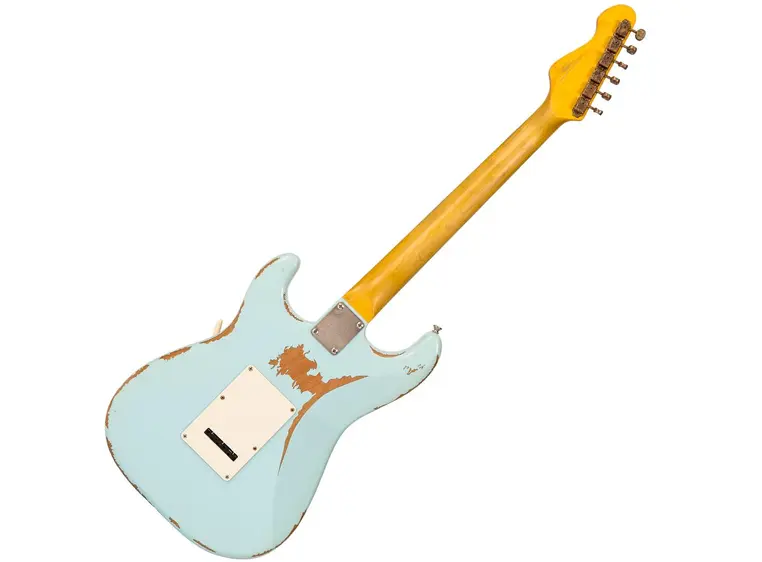 Vintage V6H Icon HSS el-gitar Ultra-gloss distressed laguna blue 