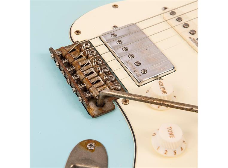 Vintage V6H Icon HSS el-gitar Ultra-gloss distressed laguna blue
