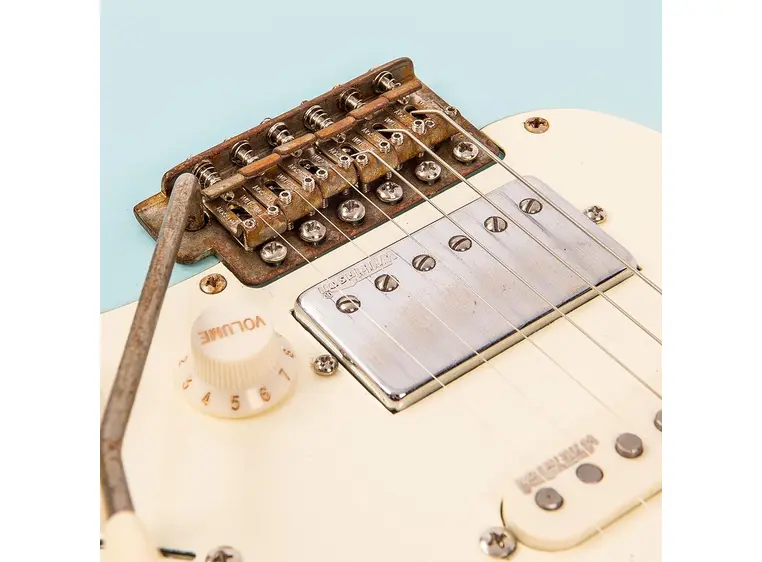 Vintage V6H Icon HSS el-gitar Ultra-gloss distressed laguna blue 