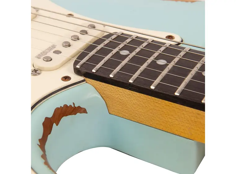 Vintage V6H Icon HSS el-gitar Ultra-gloss distressed laguna blue 