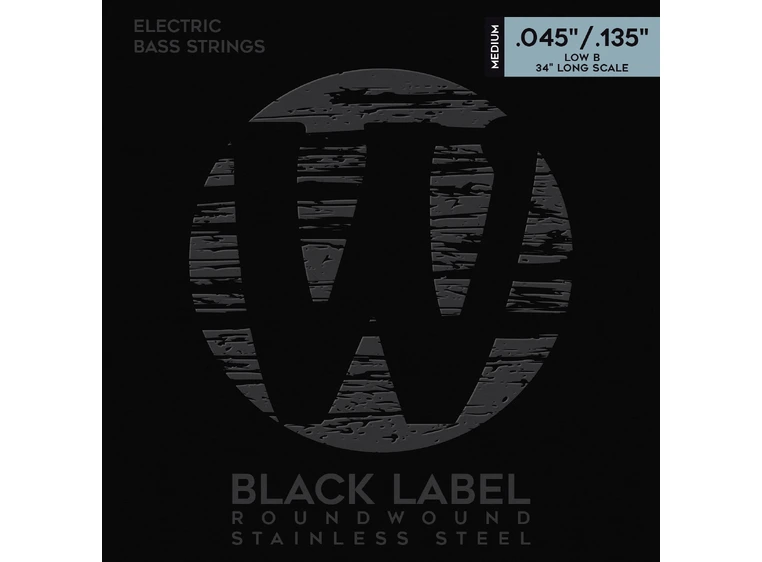 Warwick Black Label Bass String Set (045-135) S.Steel 5-Str, Low B, Medium 