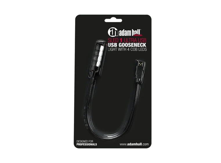 Adam Hall Stands SLED 1 ULTRA USB Gooseneck Lamp, USB connector, 4 COB LED 