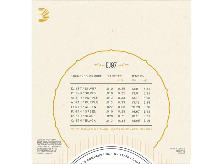 D'Addario EJ97 Bouzouki Greek (sett) 010-028 
