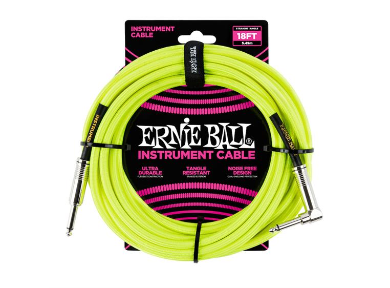 Ernie Ball EB-6080 Instrumentkabel 3 meter Neongul