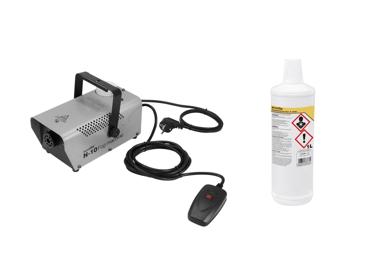 Eurolite Set N-10 Fog Machine silver & B Basic smoke fluid 1l 
