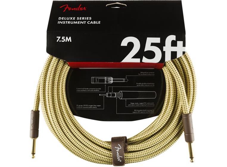 Fender Deluxe Series Instrument Cable Straight/Straight, 25', Tweed