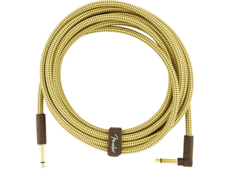 Fender Deluxe Series Instrument Cable Straight/Angle, 15', Tweed 