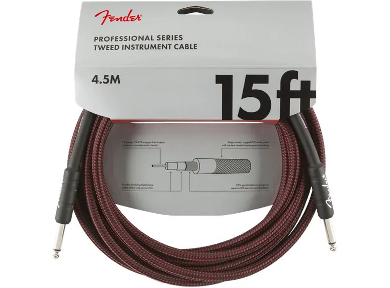 Fender Pro instrumentkabel 4.5m RT 15', rød tweed 