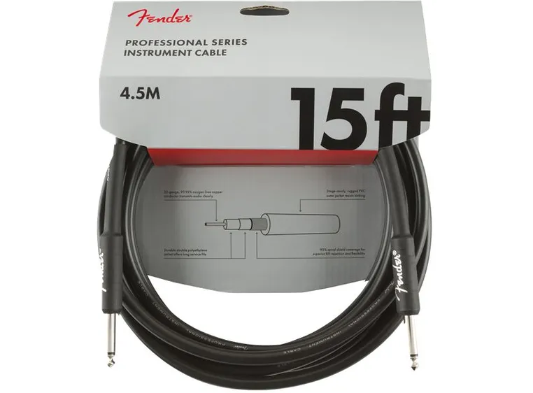 Fender Professional Instrument Cable Straight/Straight, 15', Black 