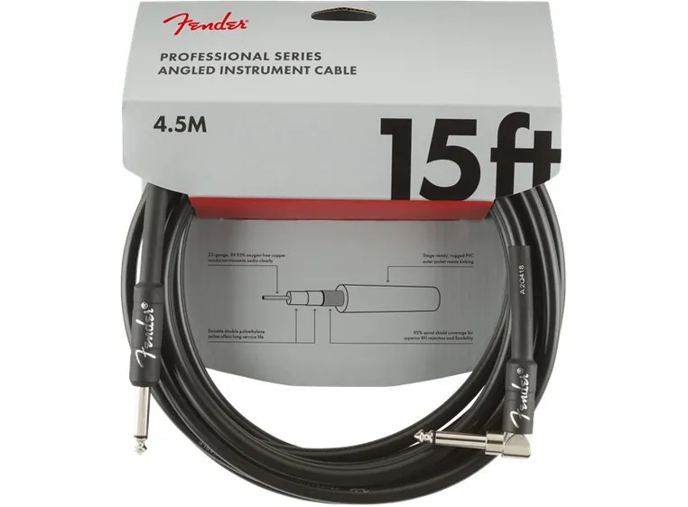 Fender Professional Instrument Cables Straight/Angle, 15', Black 