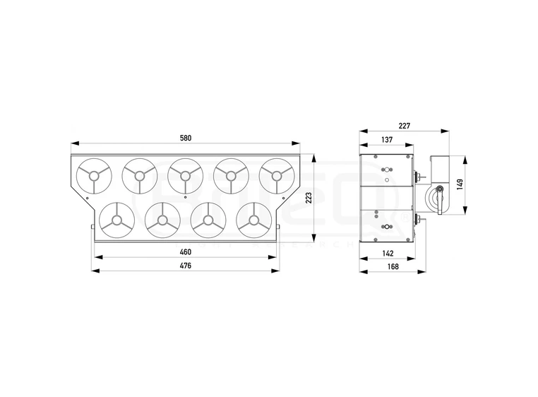 Briteq BT-NONABEAM 9x 60W CW/WW LEDs + RGB Glow 