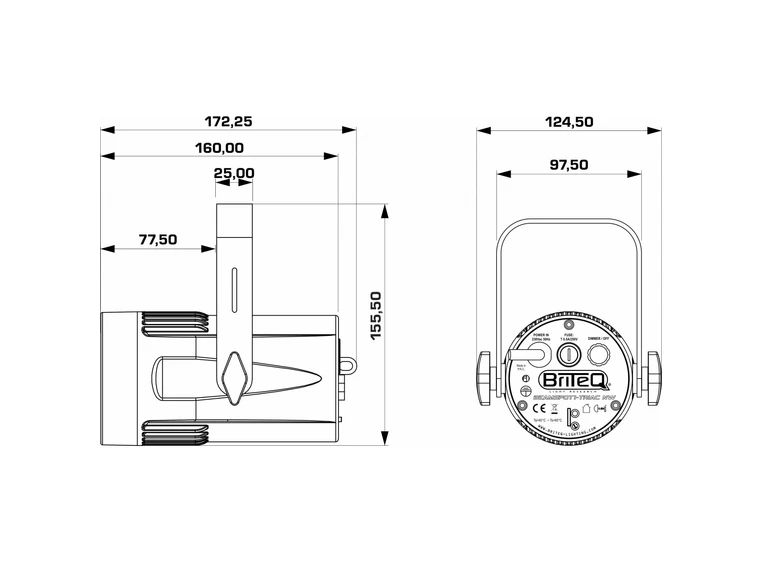 Briteq COB spot, 15W, 3200K, 4° Sort, 10° & 45° filter inkl. Dimmer. 
