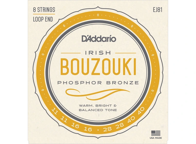 D'Addario EJ81 Irish Bouzouki (sett) (011-040) Phosphor Bronze 