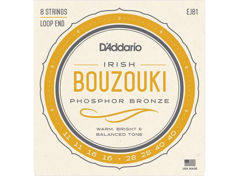 D'Addario EJ81 Irish Bouzouki (sett) Phosphor Bronze 011-040