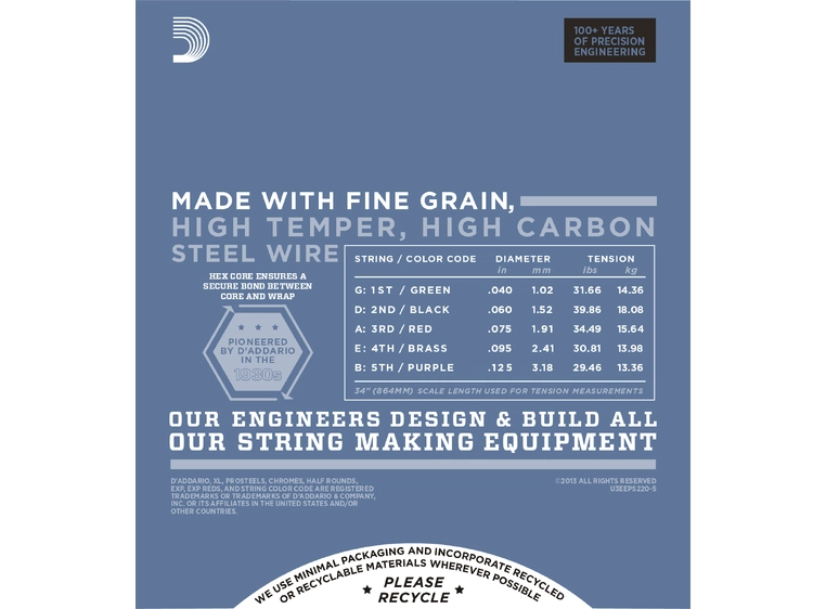 D'Addario EPS220-5 ProSteel El.Bass (040-125) 