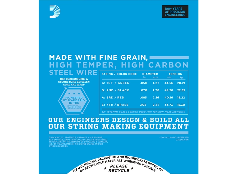 D'Addario EXL160M Strengesett El-bass (050-105) 
