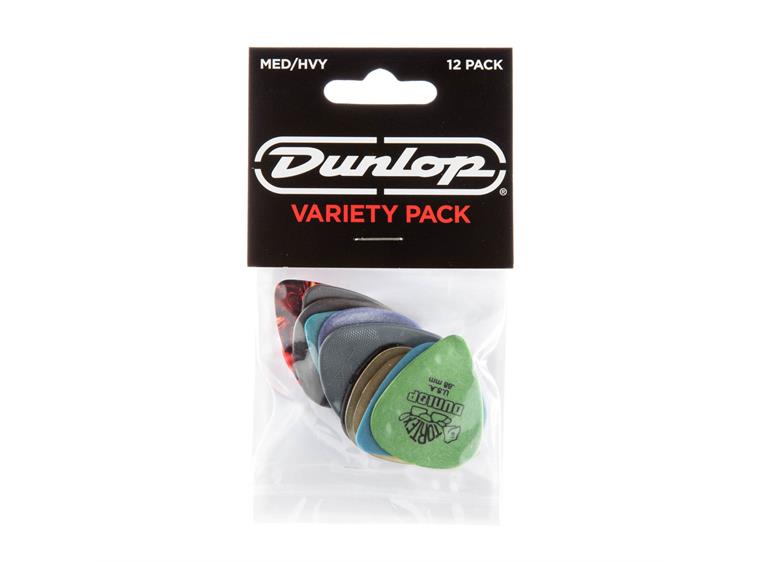 Dunlop PVP102 Variety plekterpakke Medium/Heavy (Pakke med 12 plekter)