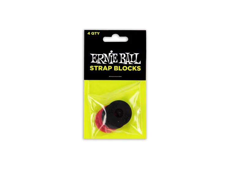 Ernie Ball EB-4603 Strap Blocks, Black & Red, 4 pc 