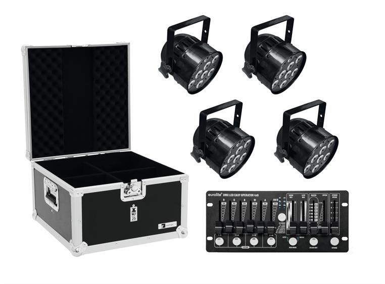 Eurolite Set 4x LED PAR-56 HCL black & Case & Controller