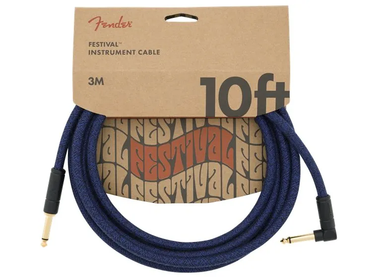 Fender 10' Festival Instrument Cable Angled, Pure Hemp, Blue Dream, 3m 