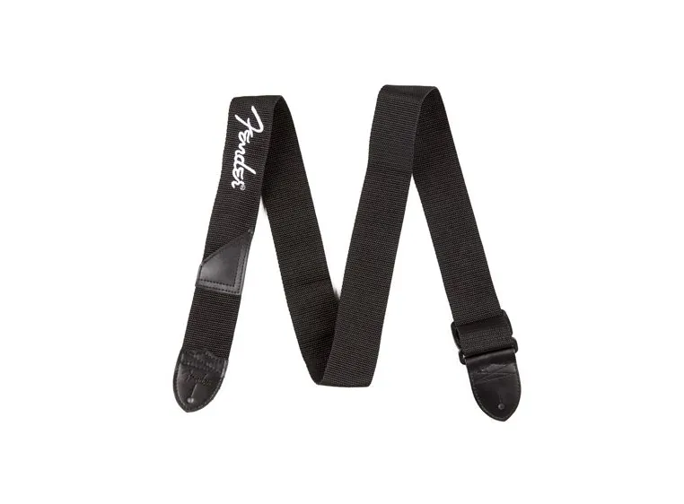 Fender 2" Black Poly Strap w/ White Fender Logo 