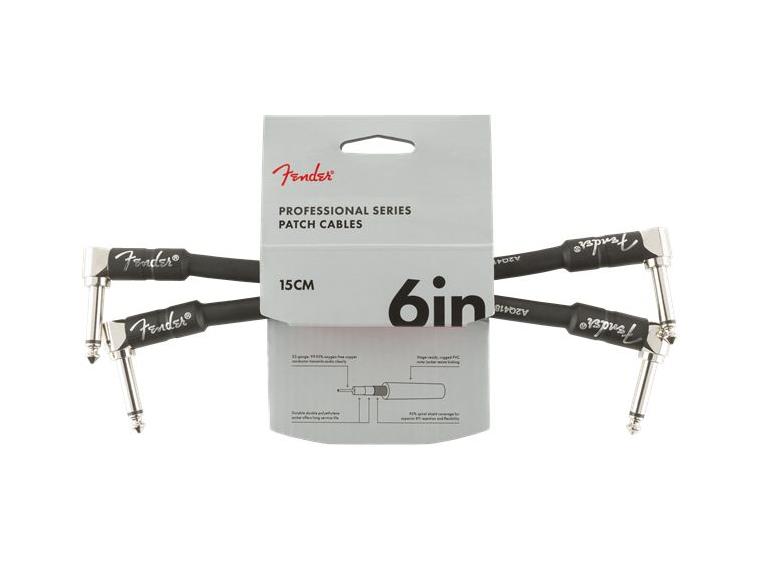 Fender Pro instrumentkabel 15cm svart 2-pakning, Angle/Angle, 6"