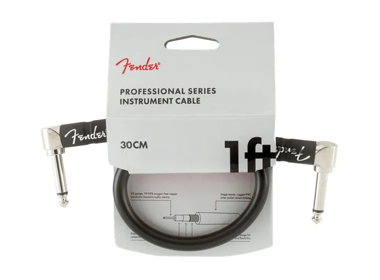 Fender Professional Instrument Cables Angle/Angle, 1', Black 