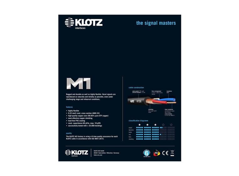 Klotz M1 Prime Mikrofonkabel Blå M1K2FM0500 5m XLR/XLR