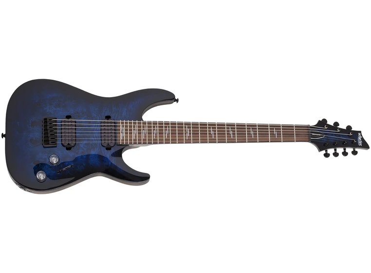 Schecter Omen Elite-7 (STBB) See-Thru Blue Burst 