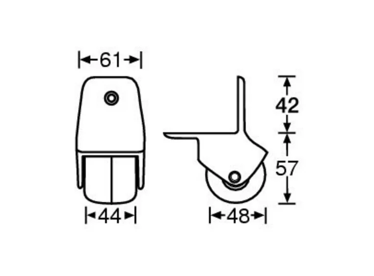 Adam Hall Hardware 3780 - Edge Castor 50 mm in Nylon Housing 