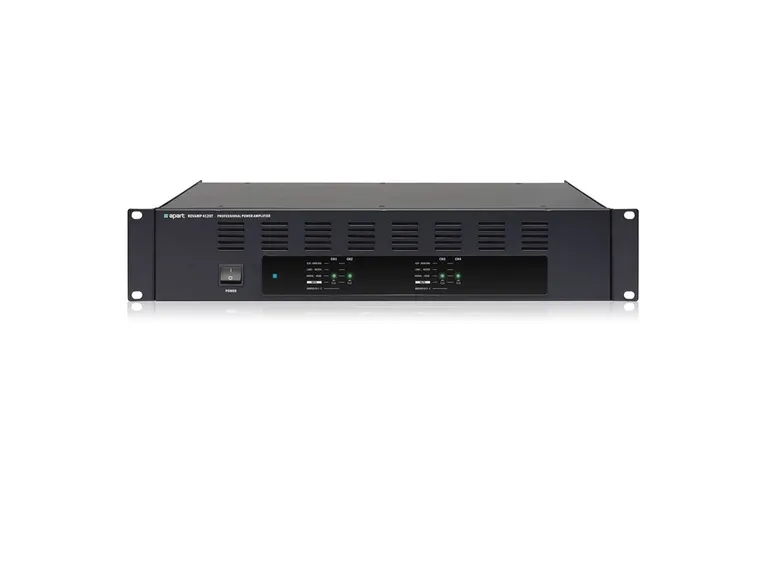 Apart Forsterker, KlasseD 4x120W@100V eller @4Ohm, 2U, 19" 