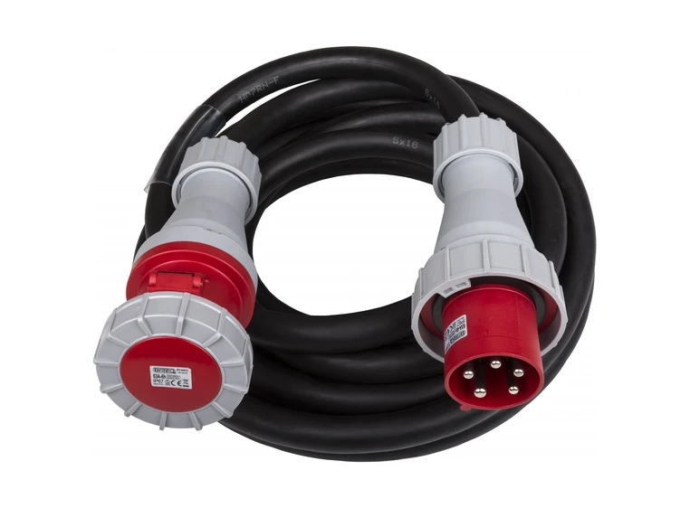 Briteq kabel, 63A/400V 10 meter. Med krymp for merking 