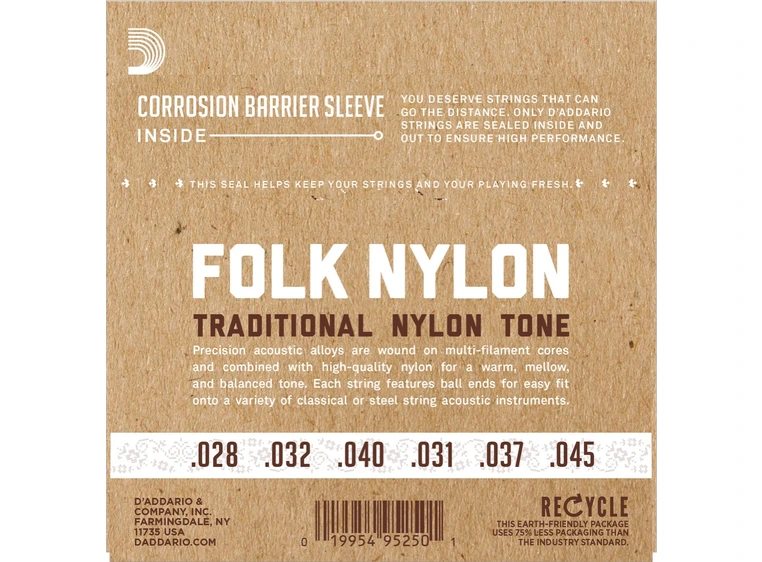 D'Addario EJ32 Classic Folk Silver (028-045) Blk Nylon Ball End 