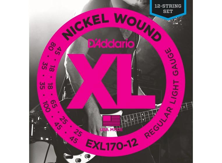 D'Addario EXL170-12 Elbass (sett) (045-100) Nickel Wound Light 12-string 
