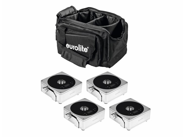 Eurolite Set 4x AKKU Flat Light 1 chrome & Soft-Bag