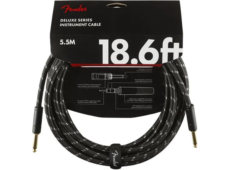 Fender Deluxe Series Instrument Cable Straight/Straight, 18.6', Black Tweed 