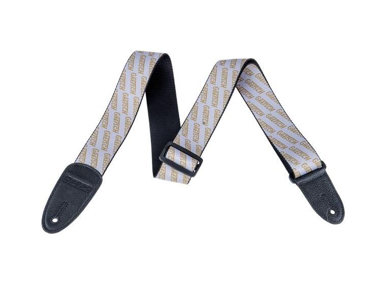 Gretsch Strap with Gold Logos White