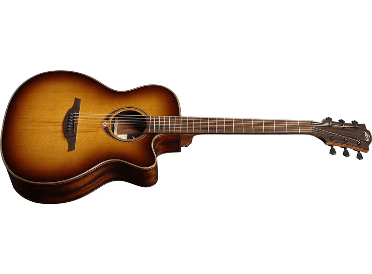 Lag Guitars GLA T118ACE-BRS Auditorium cutaway electro brown burst 
