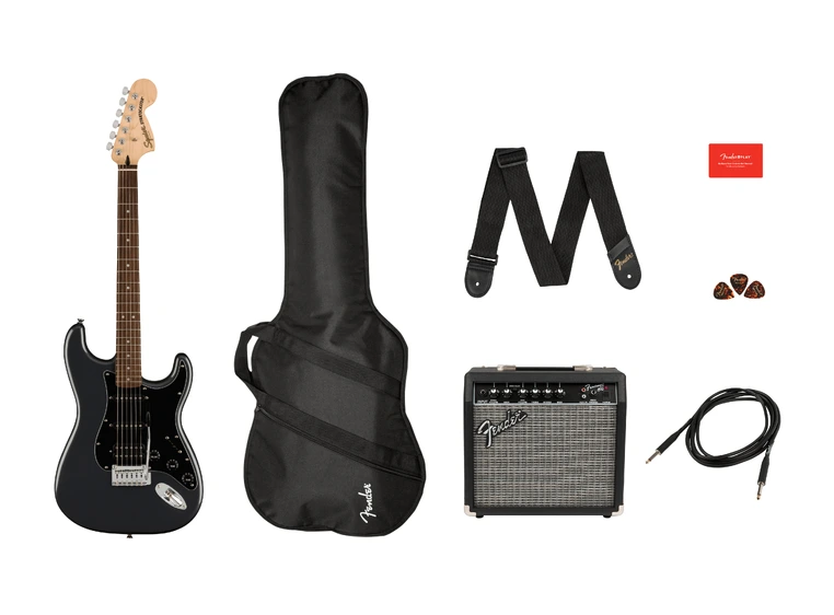 Squier Affinity Series Strat HSS Pack Charcoal Frost Metallic, Bag, 15G-230V 