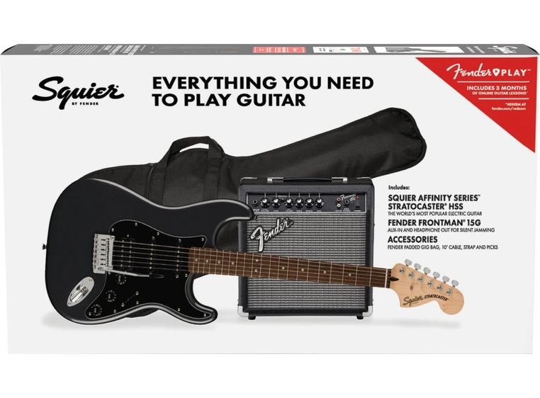 Squier Affinity Series Strat HSS Pack Charcoal Frost Metallic, Bag, 15G-230V 