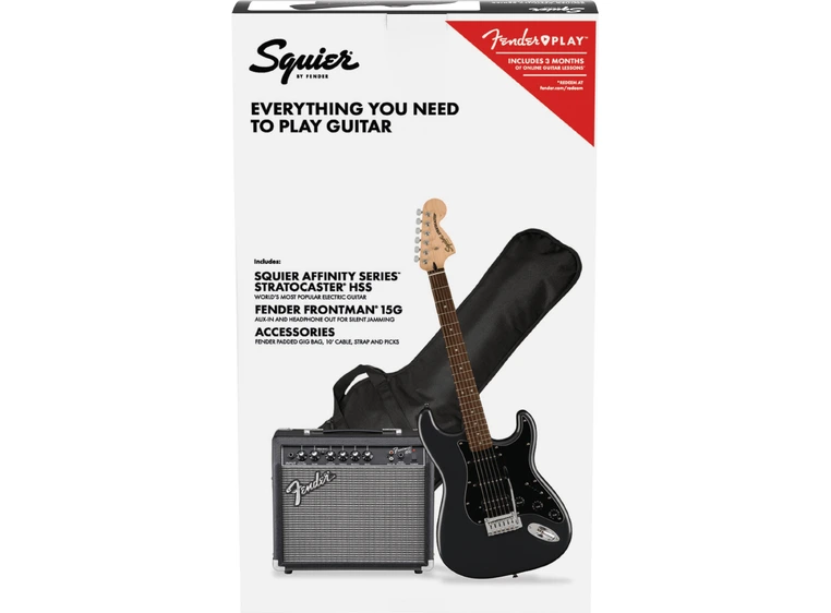 Squier Affinity Series Strat HSS Pack Charcoal Frost Metallic, Bag, 15G-230V 