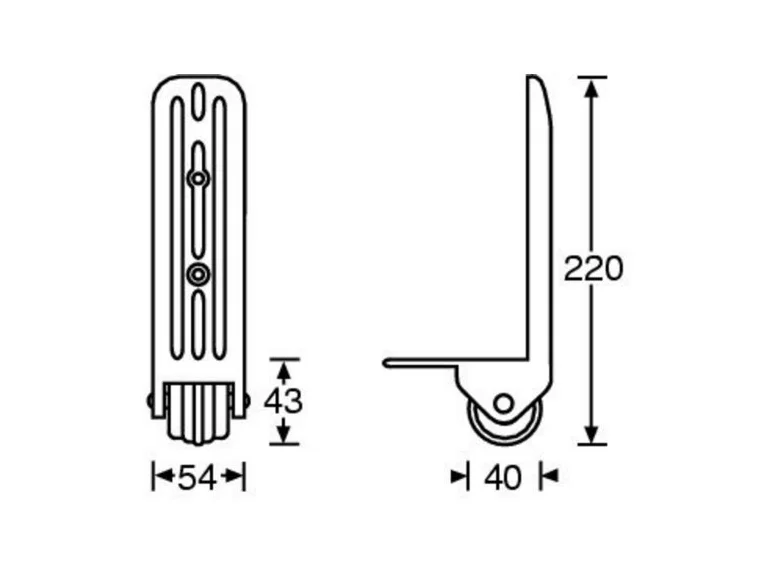 Adam Hall Hardware 3782 - Edge Castor 40 mm in Nylon Housing 