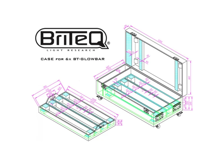 Briteq CASE for 8x BT-GLOWBAR Flightcase for 8x BT-GLOWBAR 
