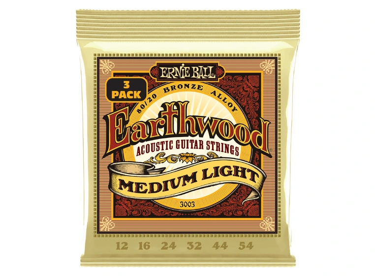 Ernie Ball EB-3003 Earthwood MediumLight (012-054) 3 Pack 