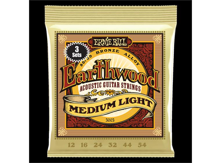 Ernie Ball EB-3003 Earthwood MediumLight (012-054) 3 Pack