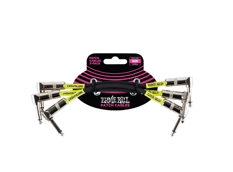 Ernie Ball EB-6050 Patch Cable Black 15 cm, 3-pack 